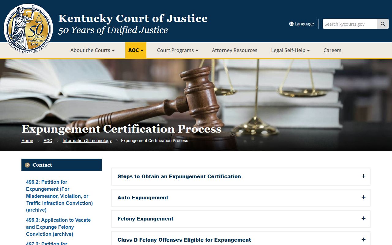 Monroe County criminal court records KCOJ expungement process
