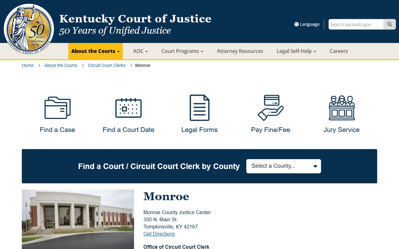 Monroe County court records official KCOJ county page