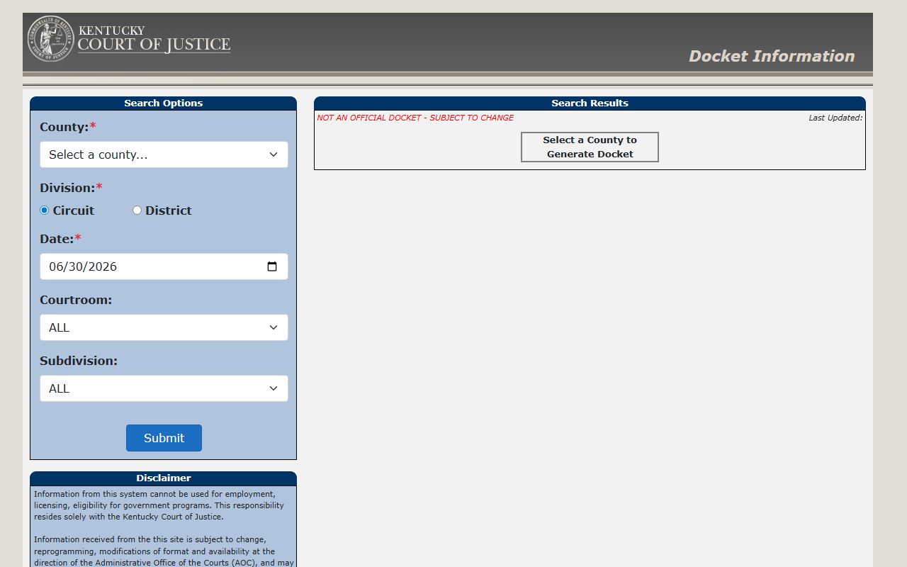 Monroe County court records Kentucky docket portal