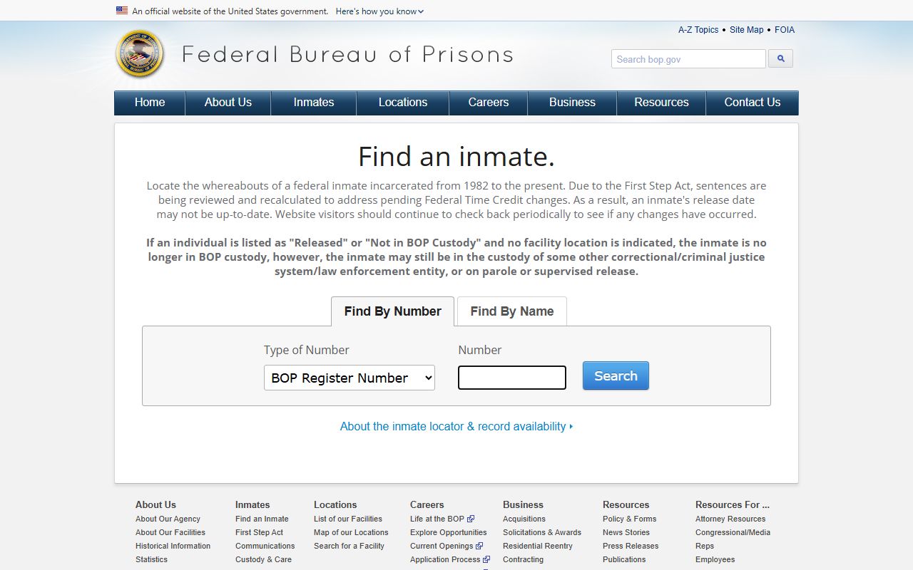 Monroe County inmate records federal Bureau of Prisons inmate locator