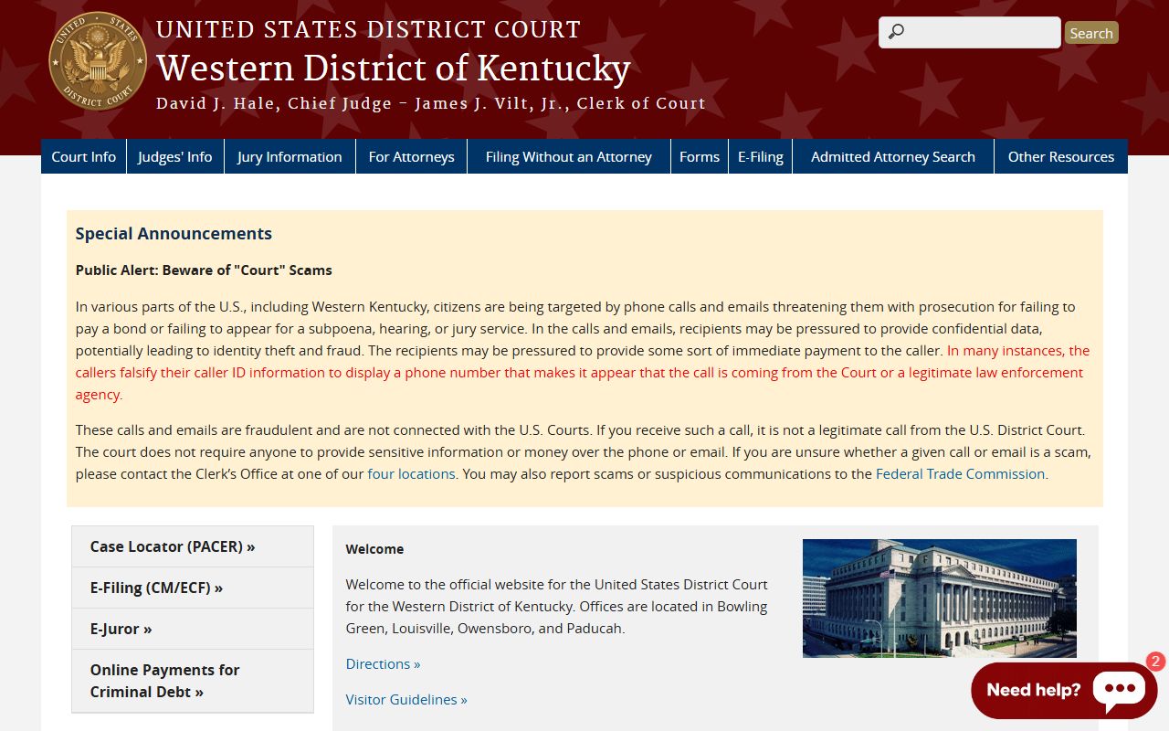 Monroe County inmate records Western District of Kentucky court information