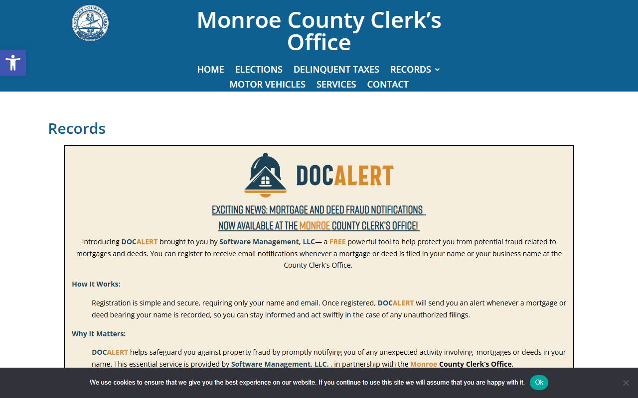 Monroe County probate records county clerk records and recording fees